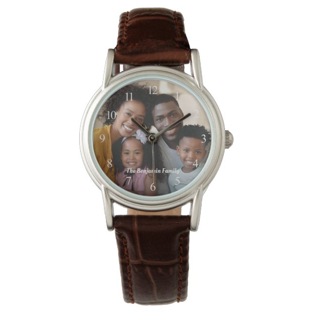 Aangepaste familie mam vader foto naam personalise horloge (Voorkant)