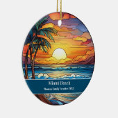 Aangepaste familie Miami Beach vakantie Keramisch Ornament (Rechts)