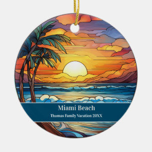 Aangepaste familie Miami Beach vakantie Keramisch Ornament