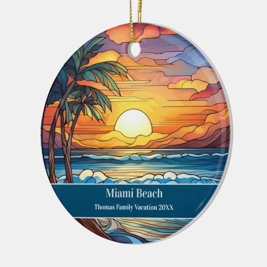 Aangepaste familie Miami Beach vakantie Keramisch Ornament (Links)