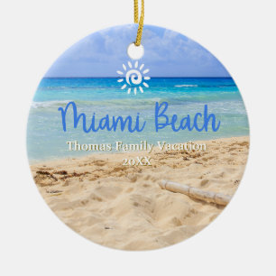 Aangepaste Familie Miami Beach Vakantie Kerstmis Keramisch Ornament
