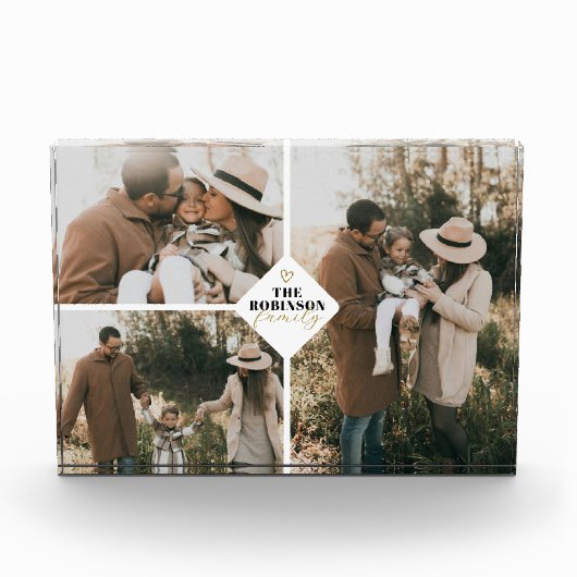 Aangepaste Familie Minimalistische Hart 3 Fotogale Fotoblokken (Voorkant)