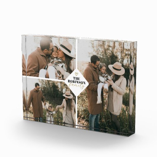 Aangepaste Familie Minimalistische Hart 3 Fotogale Fotoblokken (Rechts)