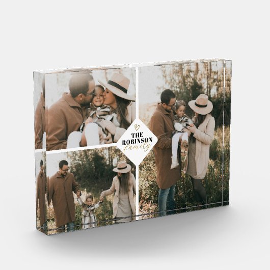 Aangepaste Familie Minimalistische Hart 3 Fotogale Fotoblokken (Links)