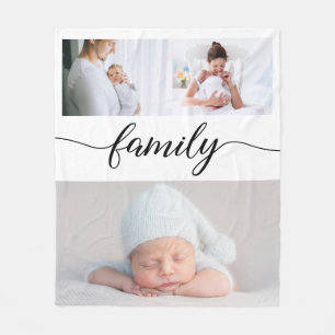 Aangepaste Familie Moderne elegant Script Photo Co Fleece Deken