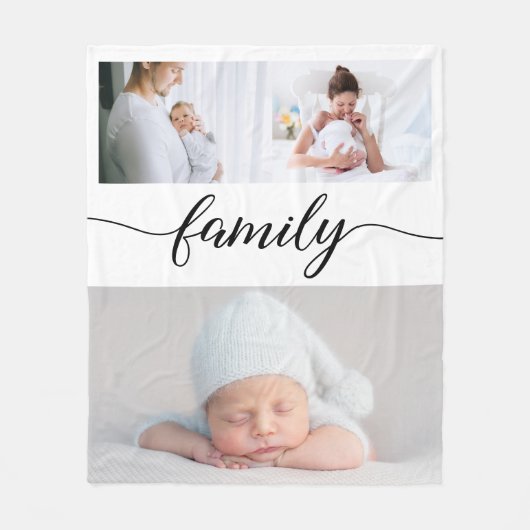 Aangepaste Familie Moderne elegant Script Photo Co Fleece Deken (Voorkant)
