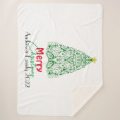 Aangepaste familie moderne lineaire kerstboom sherpa deken (Voorkant)