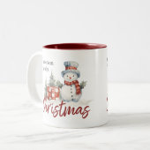 Aangepaste Familie Monogram Naam Kerstmis Tweekleurige Koffiemok (Voorkant links)