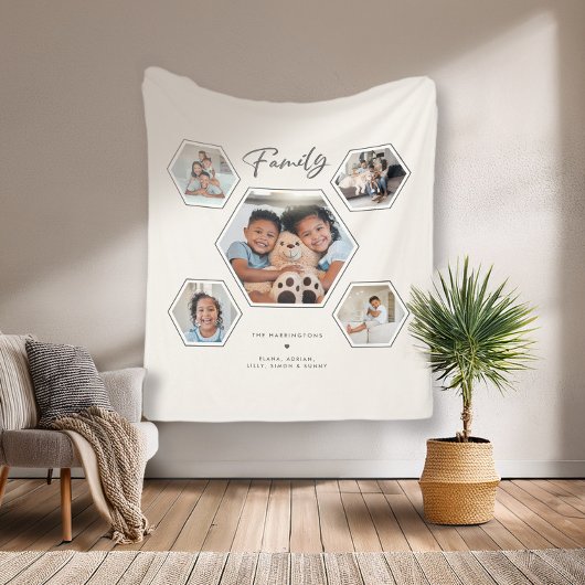 Aangepaste familie Multi 5 foto collage galerij Fleece Deken