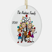 Aangepaste familie ouders, jongen, meisje, honden- keramisch ornament (Rechts)