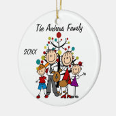 Aangepaste familie ouders, jongen, meisje, honden- keramisch ornament (Links)