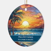 Aangepaste familie Playa del Carmen Beach Vakantie Keramisch Ornament (Links)