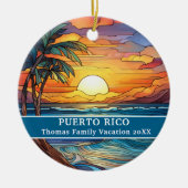 Aangepaste familie Puerto Rico reis Faux Glas in l Keramisch Ornament (Voorkant)
