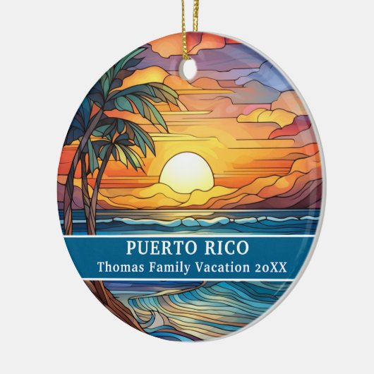 Aangepaste familie Puerto Rico reis Faux Glas in l Keramisch Ornament (Links)