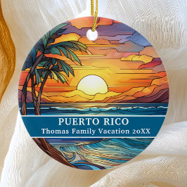 Aangepaste familie Puerto Rico reis Faux Glas in l Keramisch Ornament