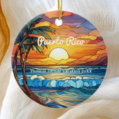Aangepaste familie Puerto Rico reis Faux Glas in l Keramisch Ornament