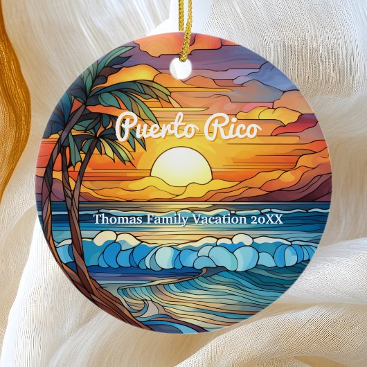 Aangepaste familie Puerto Rico reis Faux Glas in l Keramisch Ornament