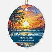 Aangepaste Familie Puerto Vallarta Strandvakantie Keramisch Ornament (Links)