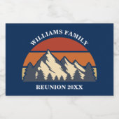 Aangepaste Familie Reünie Party Mountain Sunset Mi Sparkling Wijnetiket (Enkel label)