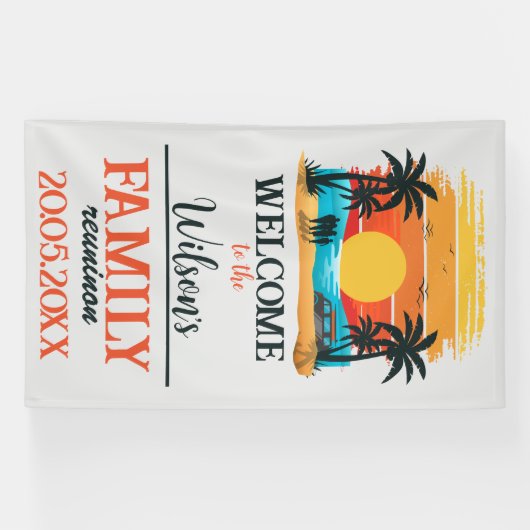 Aangepaste familie reünie strand zonsondergang pal spandoek (Horizontaal)