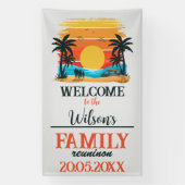 Aangepaste familie reünie strand zonsondergang pal spandoek (Verticaal)