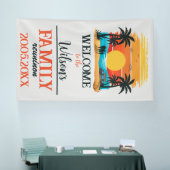 Aangepaste familie reünie strand zonsondergang pal spandoek (Beurs)