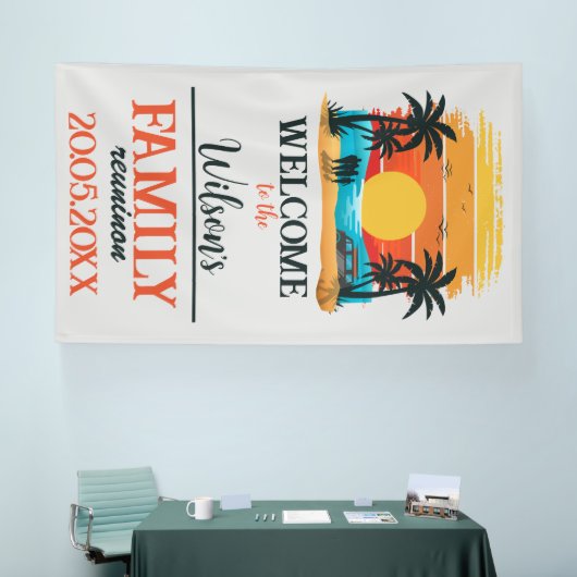 Aangepaste familie reünie strand zonsondergang pal spandoek (Beurs)