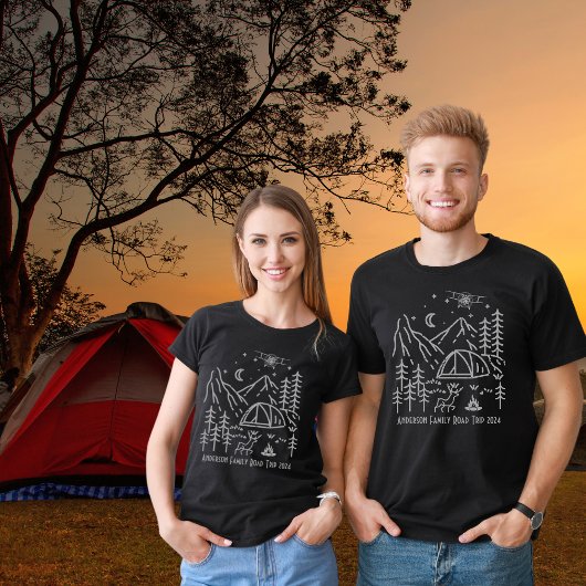 Aangepaste familie Road Trip Campfire Mountain Sta T-shirt