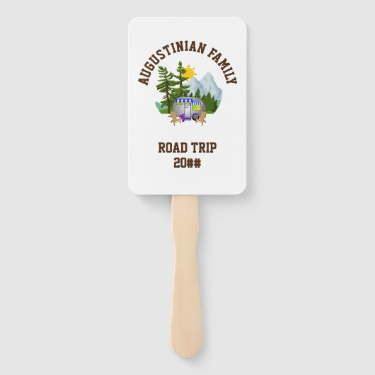 Aangepaste familie Road Trip Van Life Handwaaier (Achterkant)