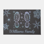 Aangepaste Familie Santa Laarzen Voetafdrukken Ker Deurmat (Voorkant)