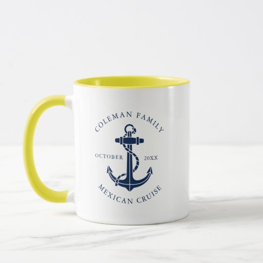 Aangepaste Familie Scheepvaart Navy Blauwe Bootank Mok (Links)