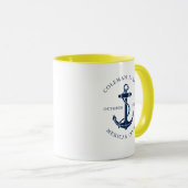 Aangepaste Familie Scheepvaart Navy Blauwe Bootank Mok (Voorkant rechts)