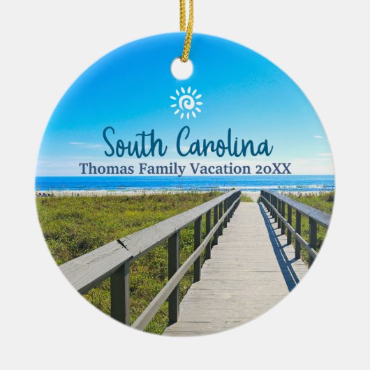 Aangepaste familie South Carolina Trip Kerstboom Keramisch Ornament (Voorkant)