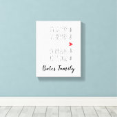 Aangepaste familie speciale datums kunst aan de mu canvas afdruk (Insitu (Houten vloer))