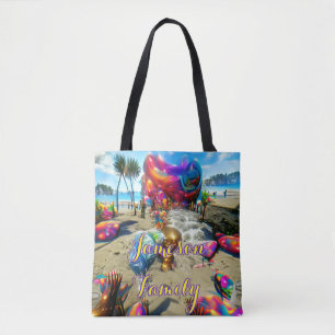 Aangepaste Familie Strand Canvas tas met Zand Welk