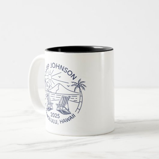 Aangepaste Familie Strand Vakantie Groep Matching Tweekleurige Koffiemok (Voorkant links)