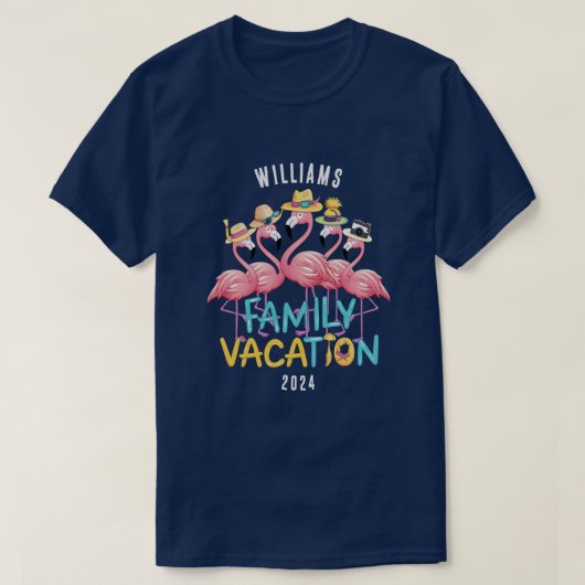 Aangepaste Familie Vakantie Flamingo Groep Matchin T-shirt (Design voorkant)