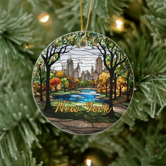 Aangepaste familie vakantie New York Keramisch Ornament (Boom)