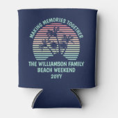 Aangepaste familie vakantie retro tropische strand blikjeskoeler (Voorkant)