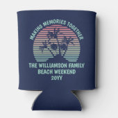 Aangepaste familie vakantie retro tropische strand blikjeskoeler (Achterkant)