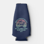 Aangepaste familie vakantie retro tropische strand flesjeskoeler (Voorkant)