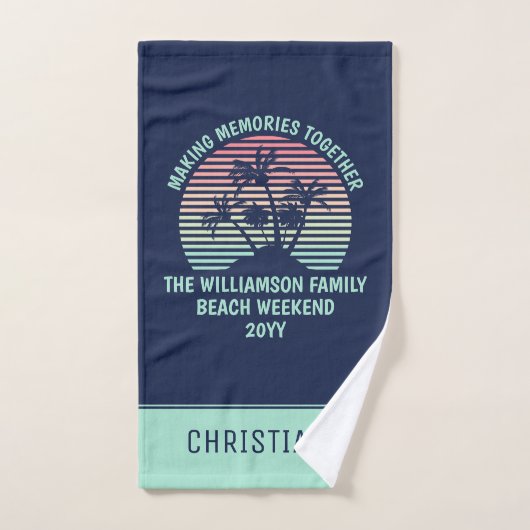 Aangepaste familie vakantie retro tropische strand handdoek (Handdoek)