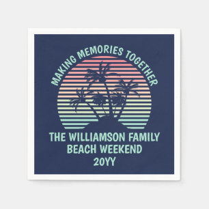 Aangepaste familie vakantie retro tropische strand servet