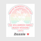 Aangepaste familie vakantie retro tropische strand sticker (Vel)