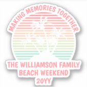 Aangepaste familie vakantie retro tropische strand sticker (Voorkant)
