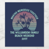 Aangepaste familie vakantie retro tropische strand wijn etiket (Enkel label)