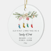 Aangepaste familie van vier Holly kousen Kerstmis Keramisch Ornament (Links)