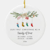 Aangepaste familie van vier Holly kousen Kerstmis Keramisch Ornament (Achterkant)