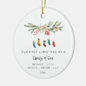 Aangepaste familie van vijf Holly kousen Kerstmis Keramisch Ornament (Links)