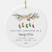 Aangepaste familie van vijf Holly kousen Kerstmis Keramisch Ornament (Achterkant)